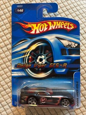Hot Wheels Dodge Viper GTS-R Toy Car - Black & Red, 2005 # 146